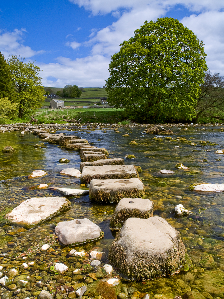 Stepping stones across the River Wharfe at Hebden