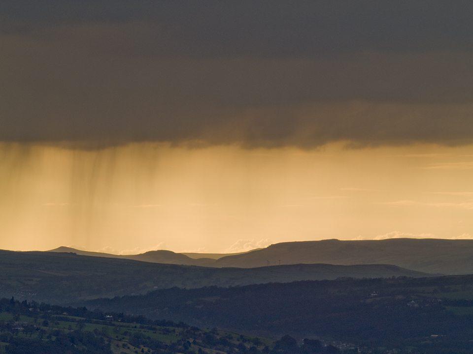Evening showers over Wharfedale, from Otley Chevin