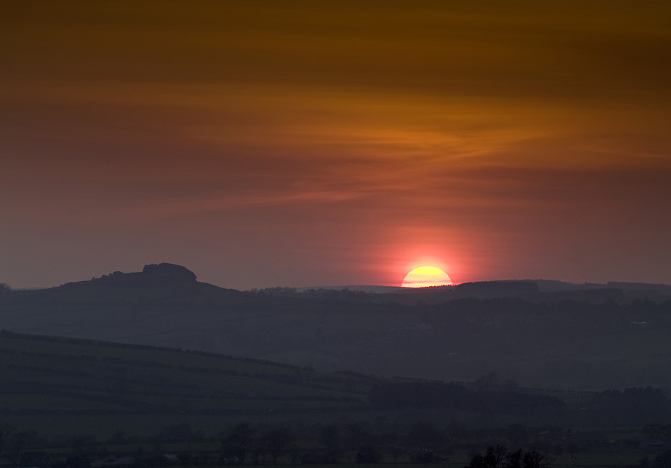 Sunset from Kearby bank with Almscliff Crag on the skyline