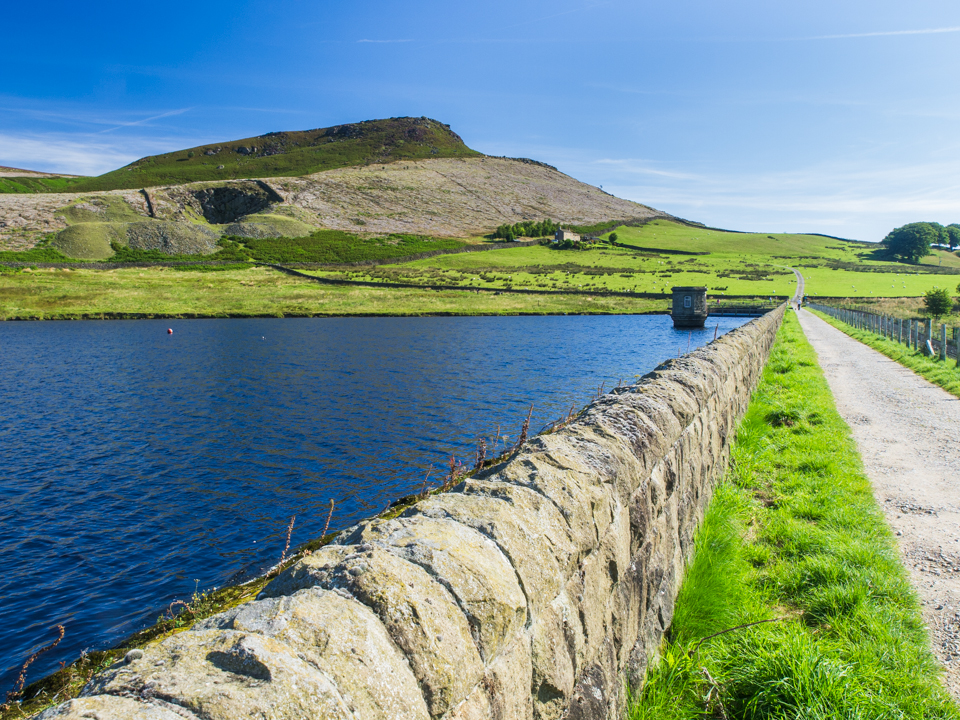 Embsay Crag from the reservoir embankment