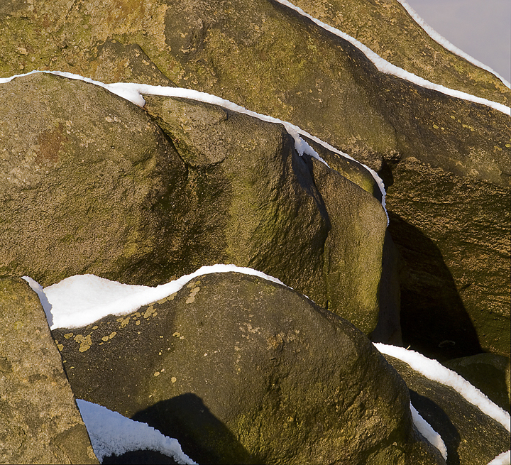 Snow on rocks